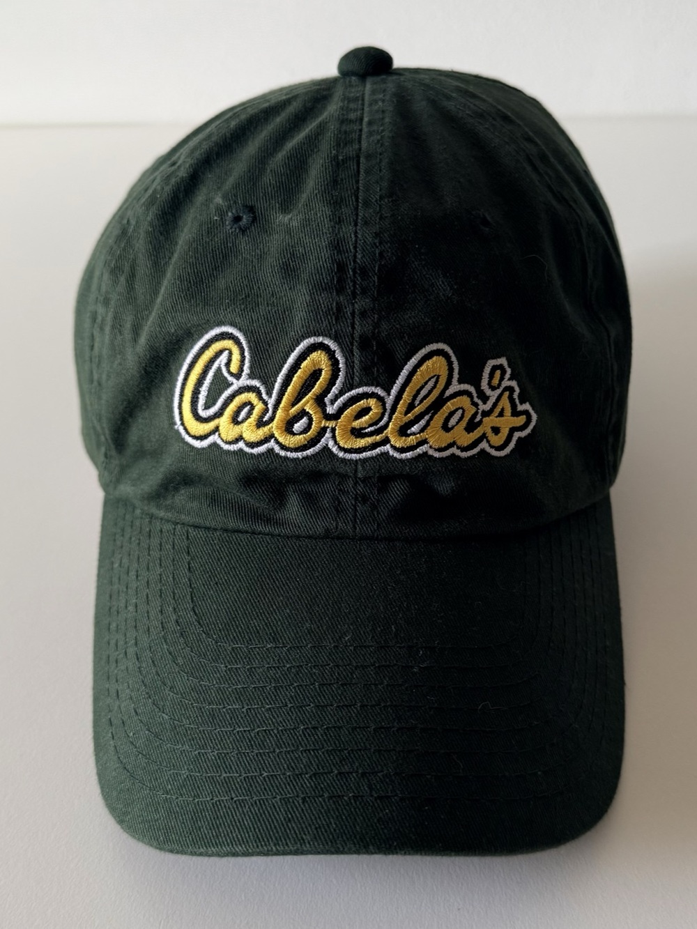 Cabela's Adjustable Hat Green Yellow 100% Cotton Embroidered